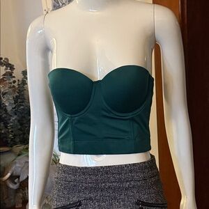 Green Bustier Crop Top with removable straps, many closure, claps size M